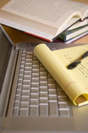 computer and books