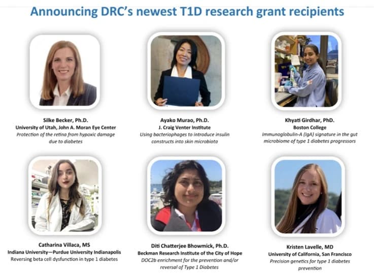 T1D research grant recipients