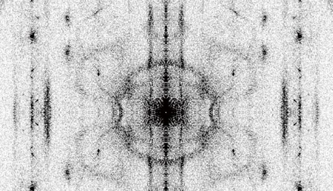 An image from Boston College researchers shows the scattering and interference of electrons on the surface of a kagome superconductor.