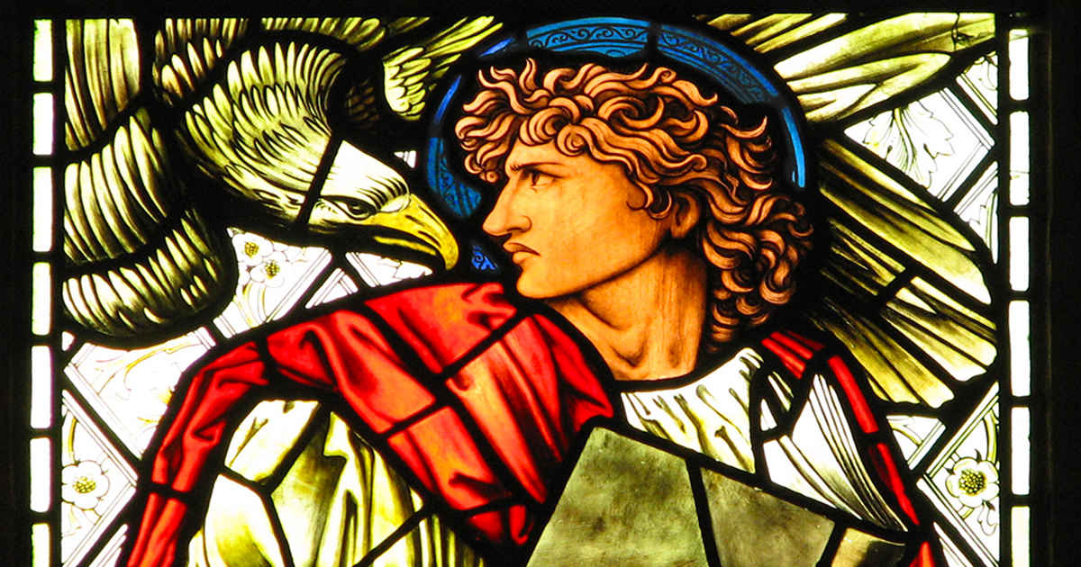 St. John and an eagle in stained glass