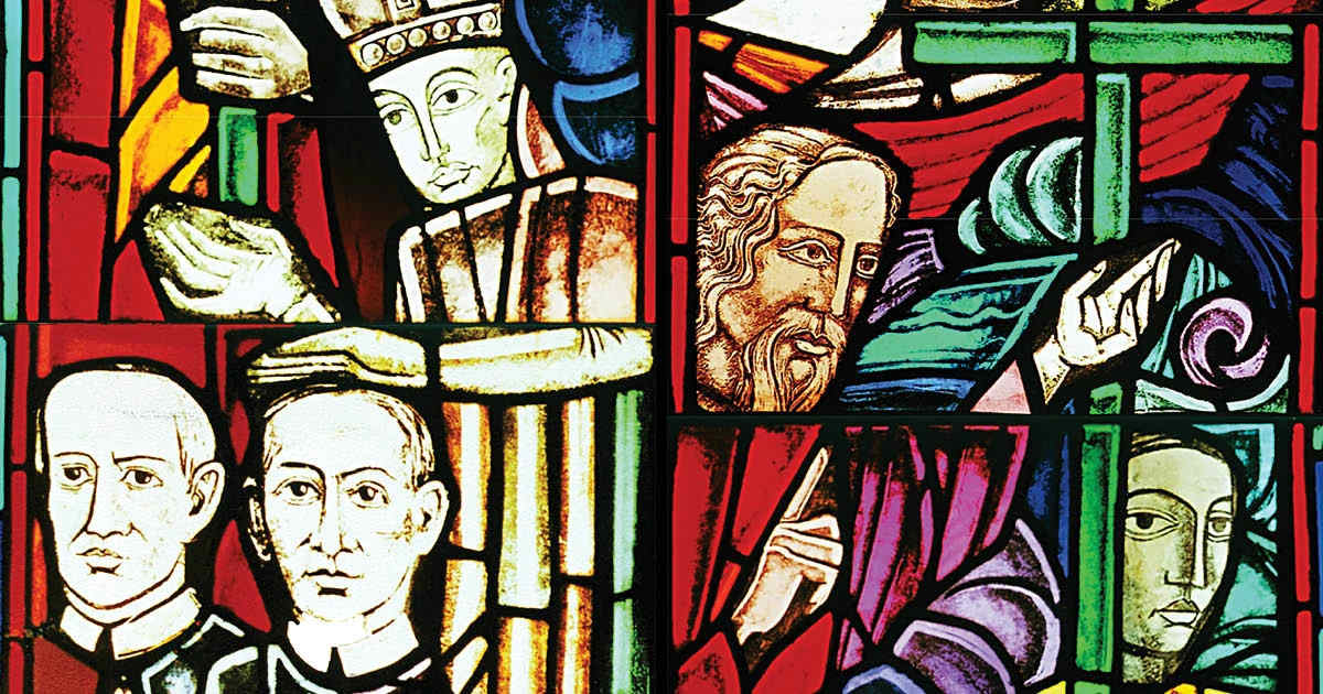 Stained glass images of Xaverians in mission