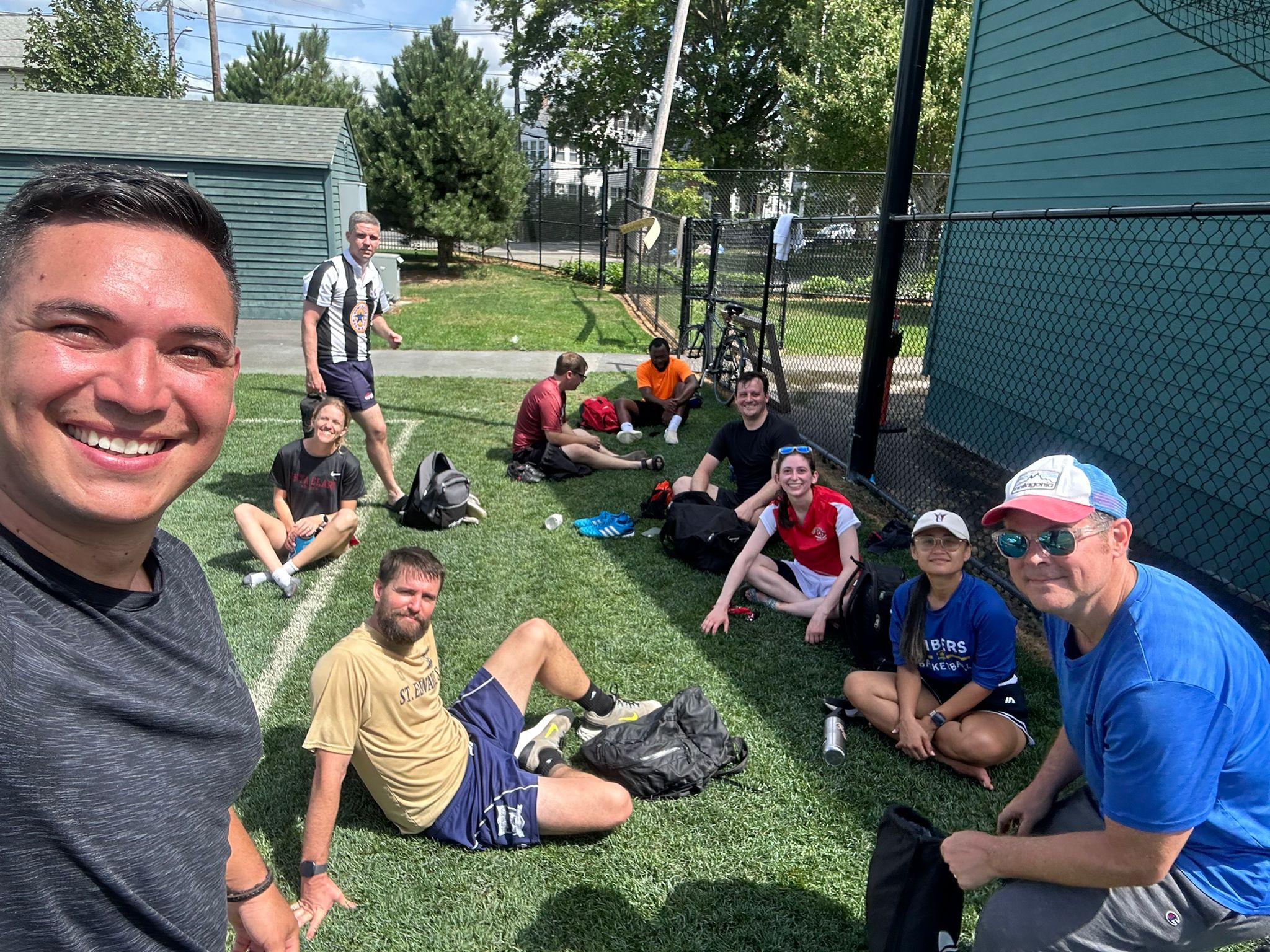 Sports and spirituality members after a soccer game