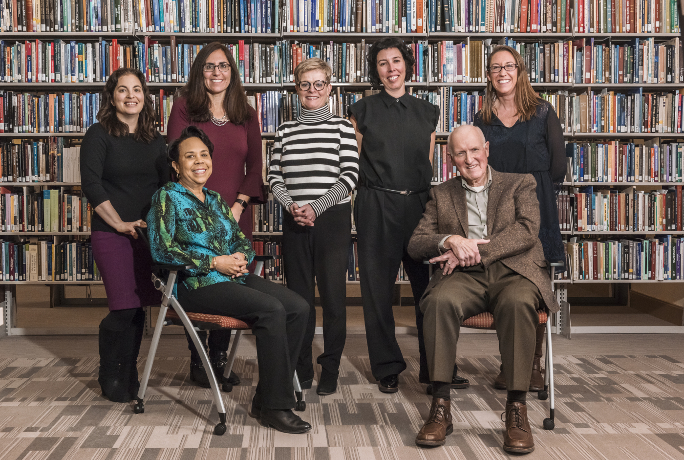 BCSSW contributors to Grand Challenges for Social Work and Society (left to right): Erika Sabbath, Ruth McRoy, Stephanie Berzin, Jacquelyn James, Rocio Calvo, Jim Lubben, and Christina Matz-Costa. Not pictured: Carrie Johnson (Photo courtesy Gary Wayne Gilbert)