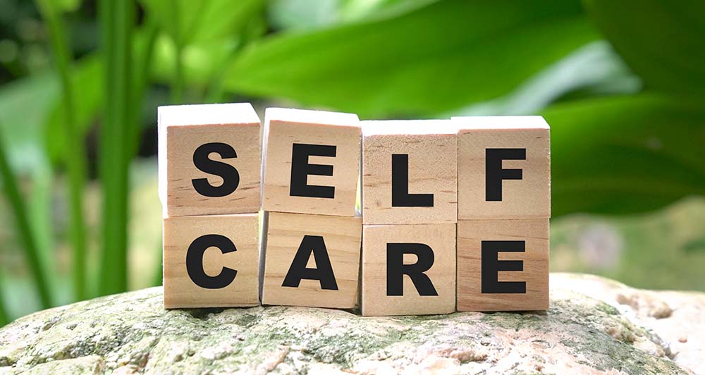 Blocks that say 'self care'