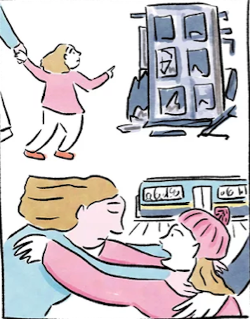 Graphic of childand mother crying 