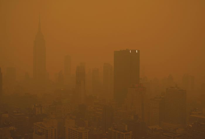 Photo of New York City with murky orange haze