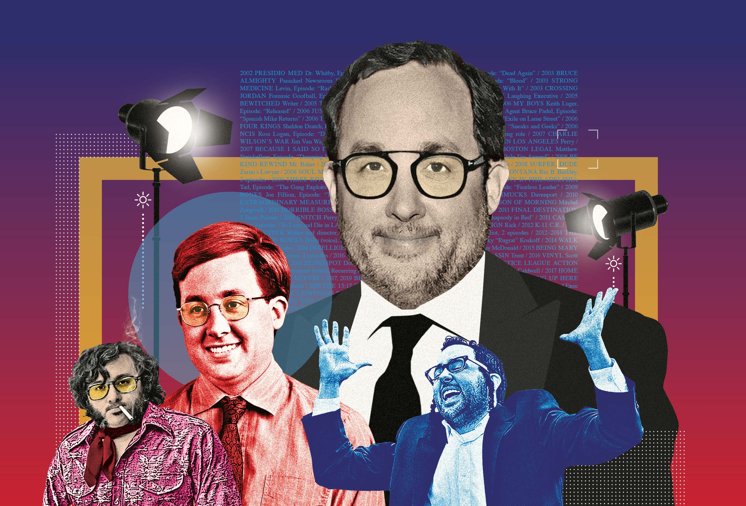 Illustration of PJ Byrne and a selection of his film roles