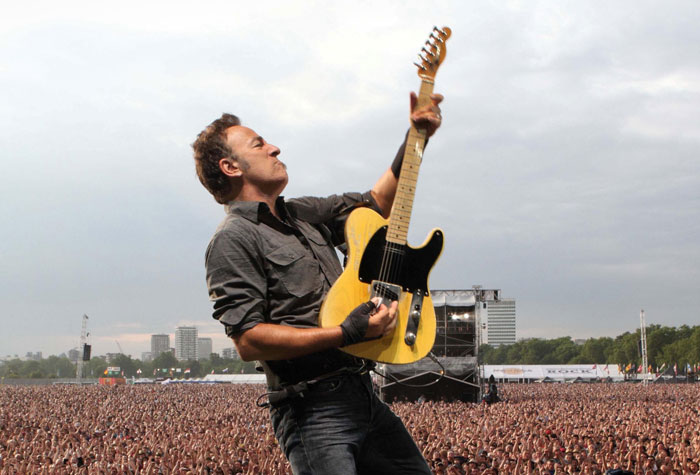 Bruce Springsteen plays for a crowd