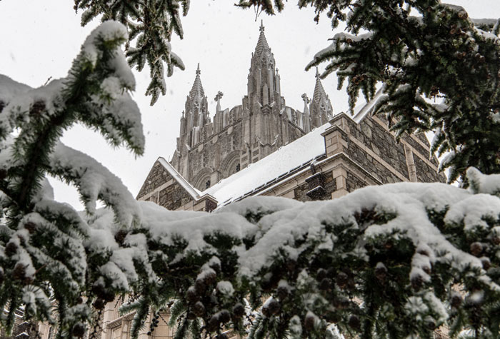 Snowy BC campus in winter