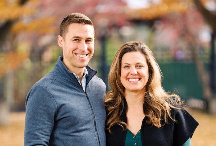 Patrick Downes ’05 and Jessica Kensky photographed in Cambridge, MA