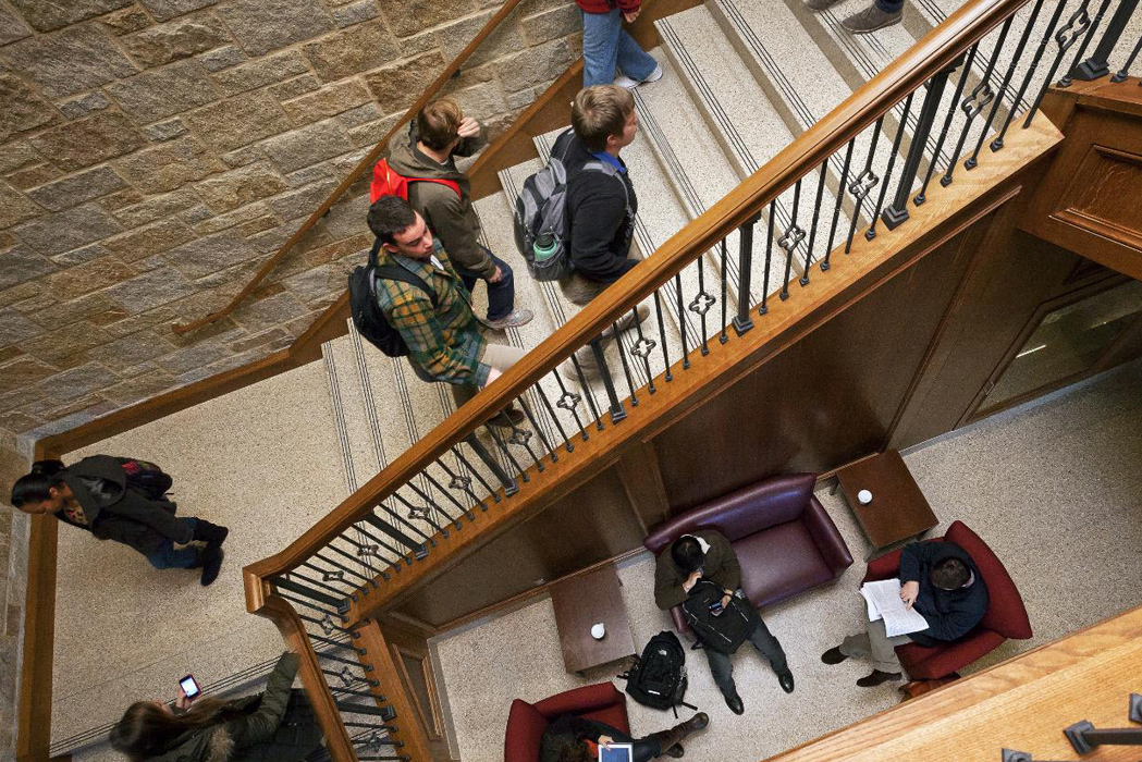 students on a stairway