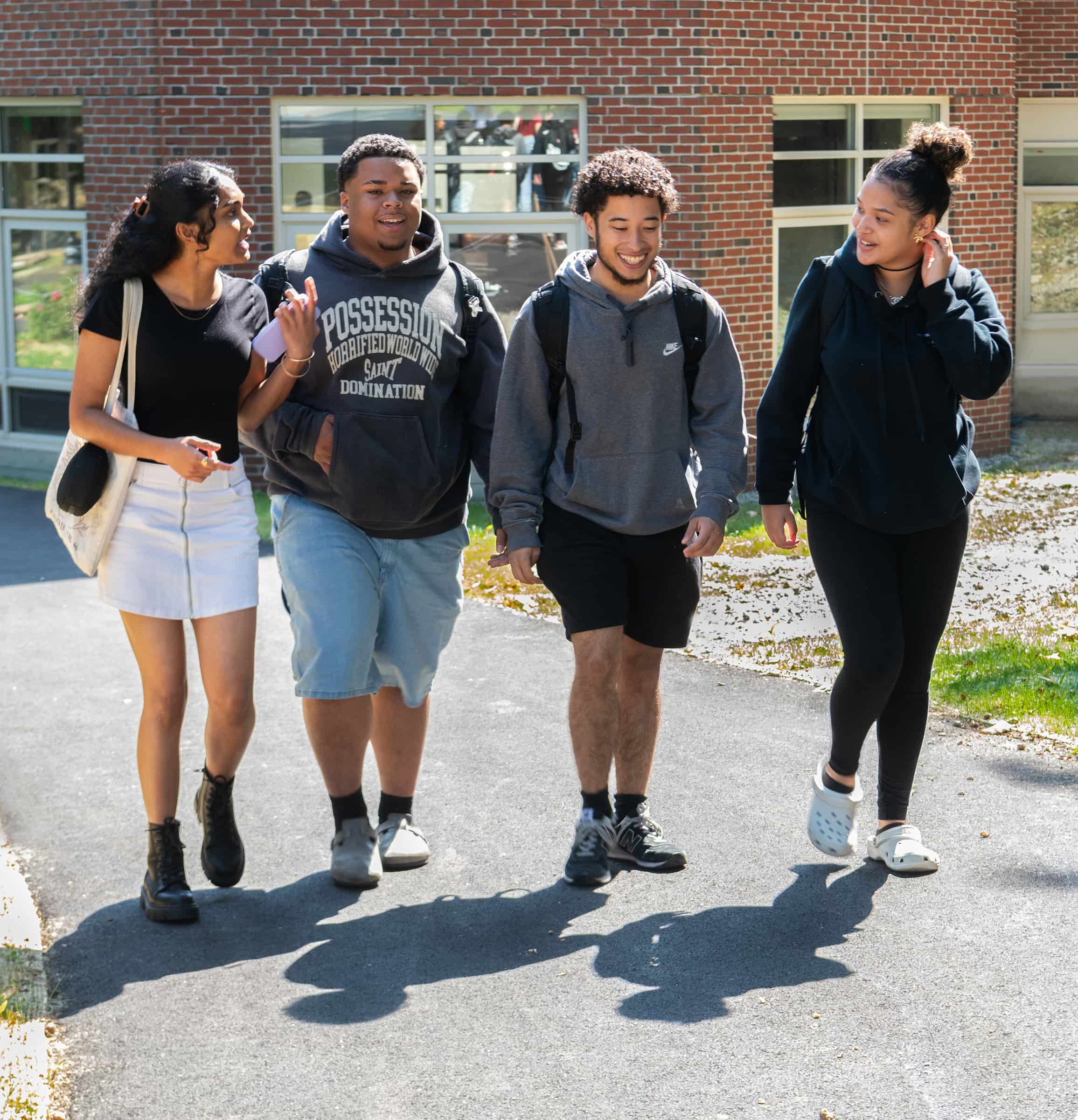students walking on campus