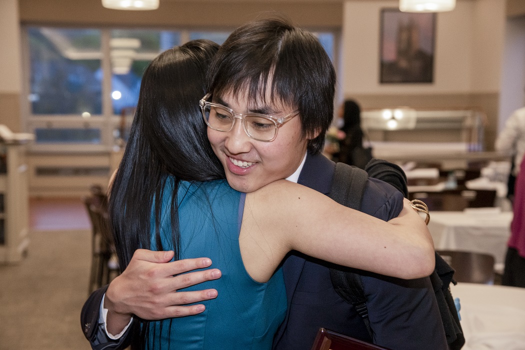 April 29, 2025 -- The Boston College 2025 Benigno and Corazon Aquino Scholarship Banquet, held in the Faculty Dining Room. Jadon Lee, CSOM '26 was the winner.