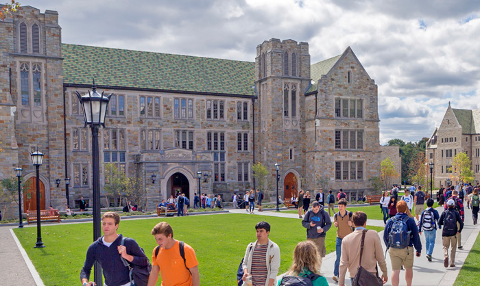 students on the quad in front of Fulton